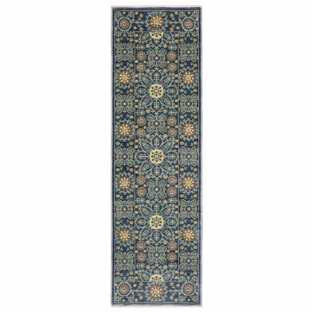 Francesca FR11B Blue/ Rust Indoor Area Rug - 2'3" x 7'6"