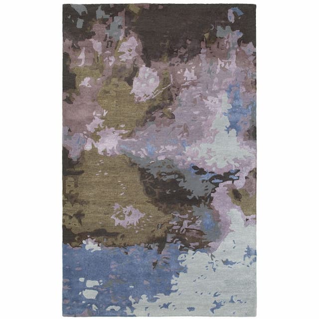 Galaxy 21901 Blue/ Purple Hand-crafted Wool Blend Area Rug - 3'6" x 5'6"