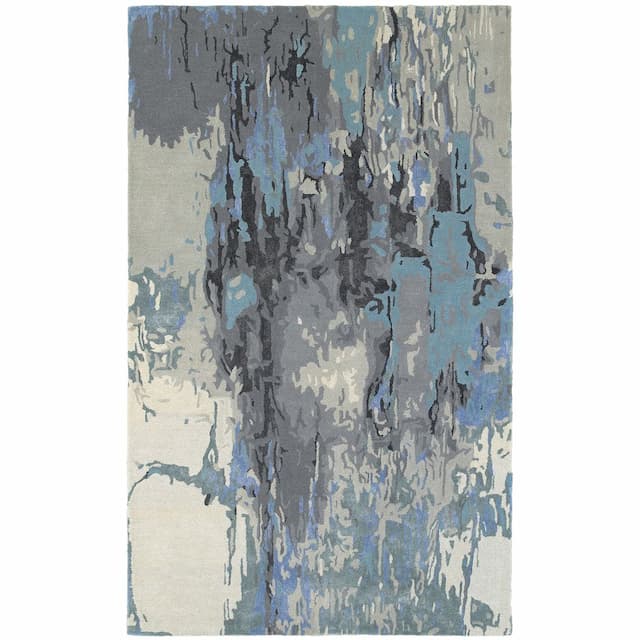 Galaxy 21906 Blue/ Grey Hand-crafted Wool Blend Area Rug - 10' x 13'