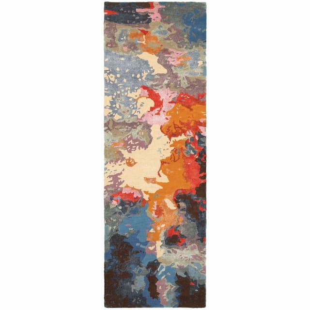 Galaxy 21908 Multi/ Pink Hand-crafted Wool Blend Area Rug - 2'6" x 8'