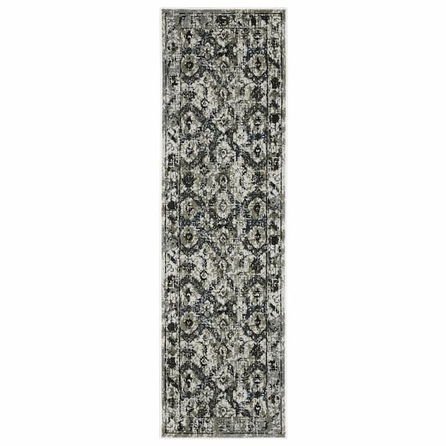 Gemini 1003E Charcoal/ Grey Indoor Area Rug - 2'3" x 7'6"