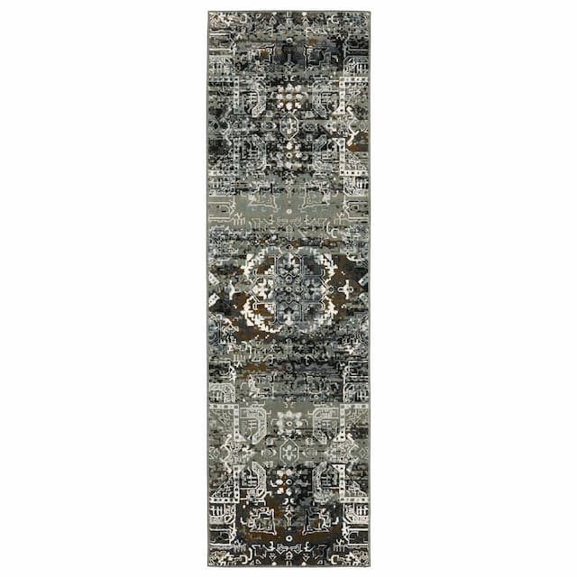 Gemini 2060V Charcoal/ Multi Indoor Area Rug - 2'3" x 7'6"