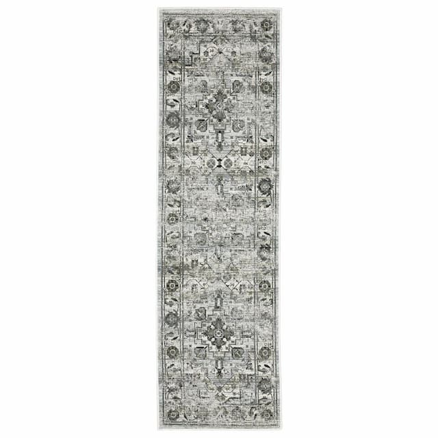 Gemini 020Z2 Grey/ Blue Indoor Area Rug - 2'3" x 7'6"