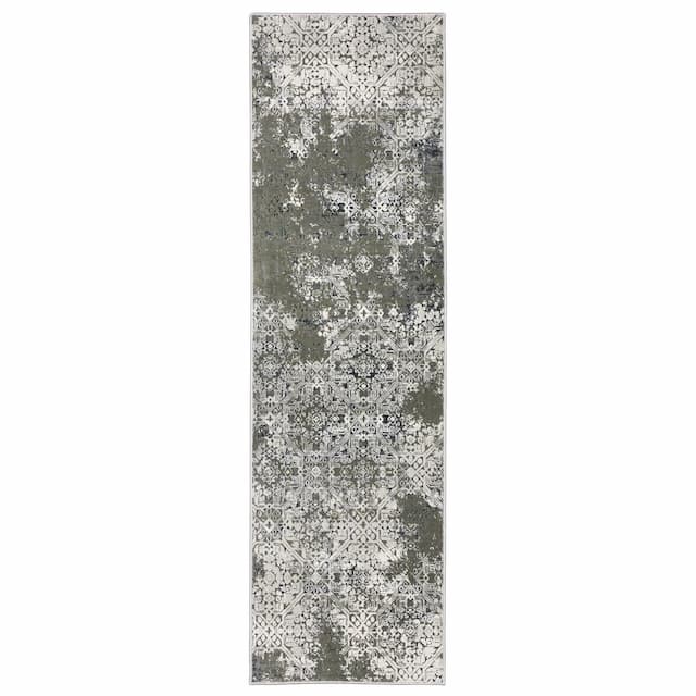 Gemini 002H2 Ivory/ Grey Indoor Area Rug - 2'3" x 7'6"