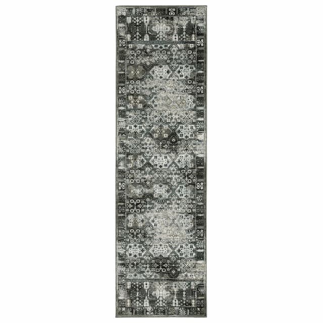 Gemini 070N2 Charcoal/ Grey Indoor Area Rug - 2'3" x 7'6"