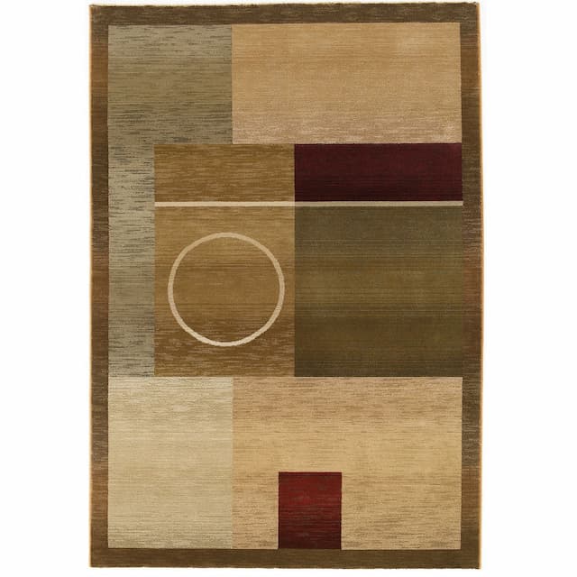 Generations 1987G Green/ Brown Indoor Area Rug - 2'3" x 4'5"