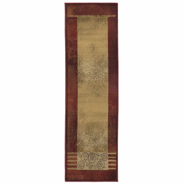 Generations 213R1 Red/ Beige Indoor Area Rug - 2'3" x 7'6"