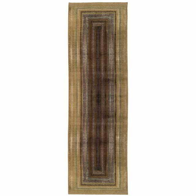 Generations 281J2 Beige/ Green Indoor Area Rug - 2'3" x 7'6"