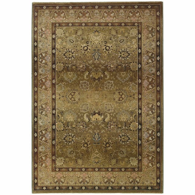 Generations 3434J Beige/ Green Indoor Area Rug - 6'7" x 9'1"