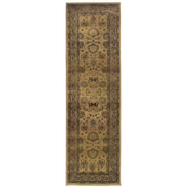 Generations 3434J Beige/ Green Indoor Area Rug - 2'3" x 7'6"