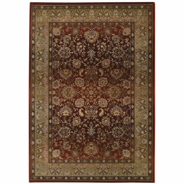 Generations 3434R Red/ Beige Indoor Area Rug - 2' x 3'