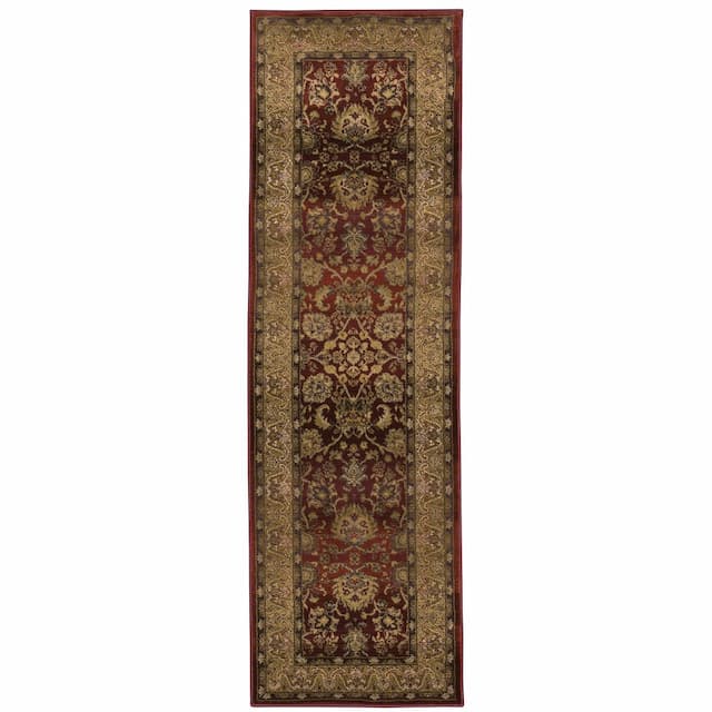 Generations 3434R Red/ Beige Indoor Area Rug - 2'3" x 7'6"