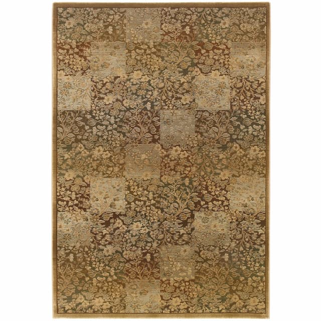 Generations 3435Y Green/ Gold Indoor Area Rug - 2' x 3'