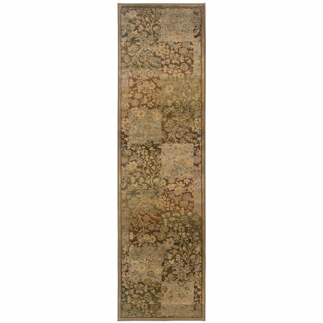 Generations 3435Y Green/ Gold Indoor Area Rug - 2'3" x 7'6"