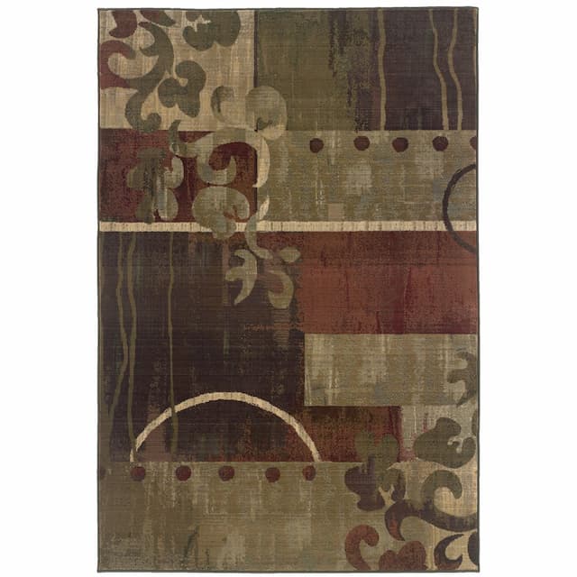 Generations 8007A Green/ Red Indoor Area Rug - 4' x 5'9"