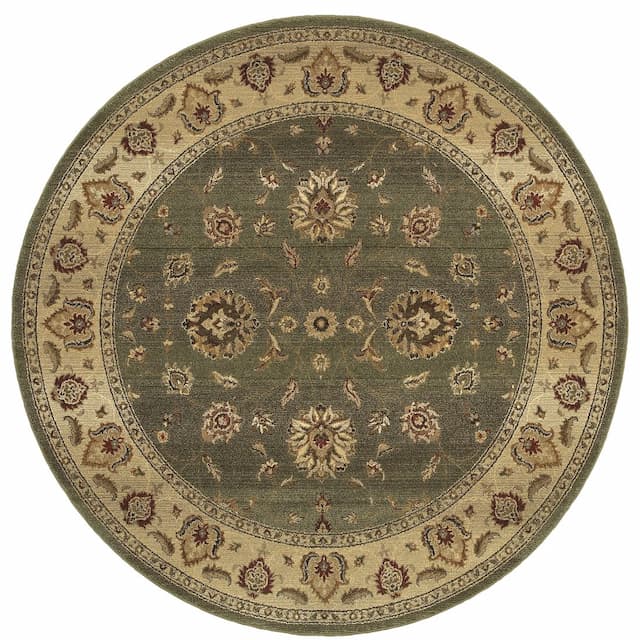 Genesis 034F1 Green/ Beige Indoor Area Rug - 8'Round