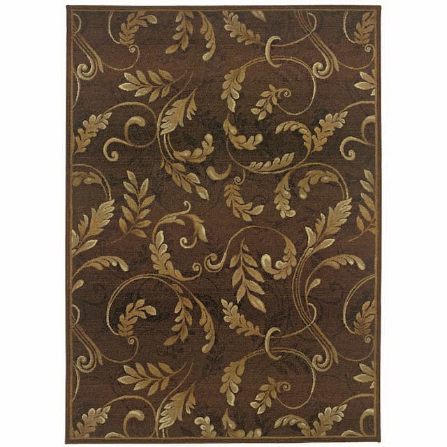 Genesis 003X1 Brown/ Beige Indoor Area Rug - 7'10" x 11'