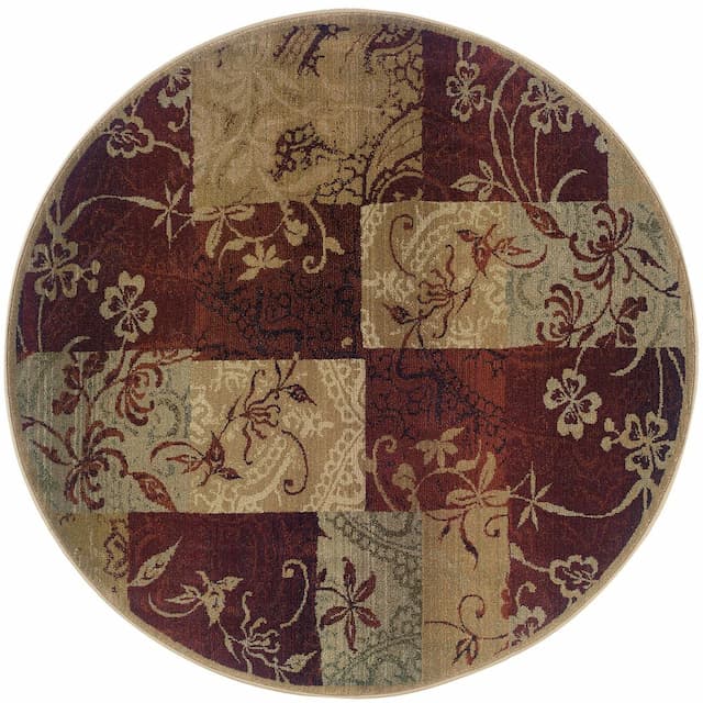 Genesis 080X1 Red/ Beige Indoor Area Rug - 8'Round