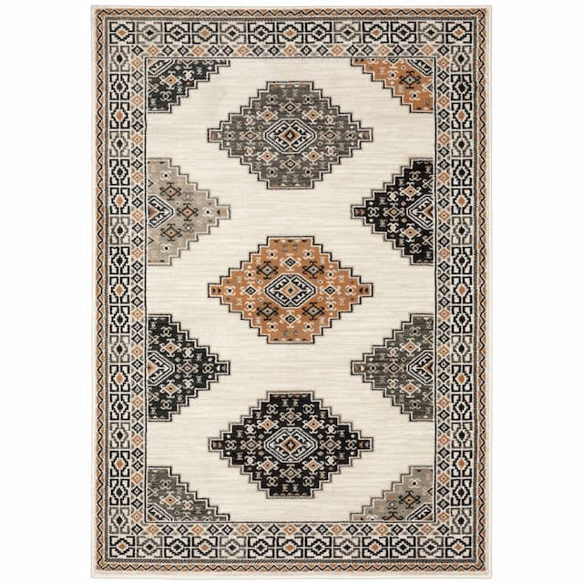 Georgia 640A0 Ivory/ Multi Indoor Area Rug - 3'10" x 5'5"