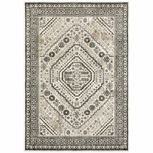 Georgia 659C0 Ivory/ Grey Indoor Area Rug - 3'10" x 5'5"