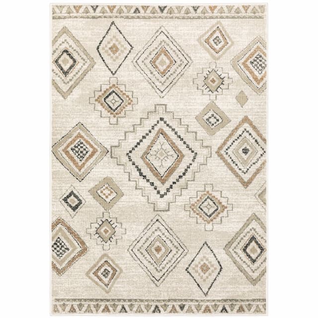 Georgia 660B0 Ivory/ Orange Indoor Area Rug - 3'10" x 5'5"