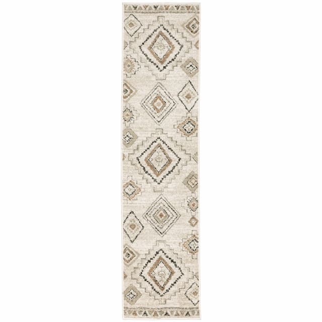 Georgia 660B0 Ivory/ Orange Indoor Area Rug - 1'10" x 7'6"