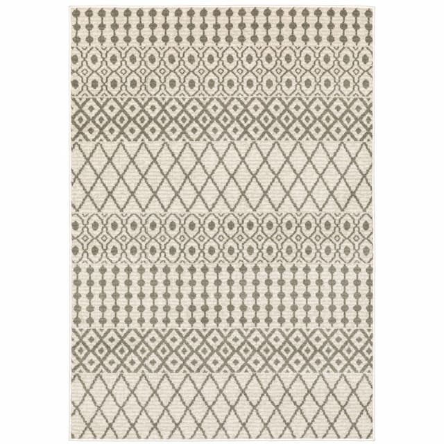 Georgia 717B0 Ivory/ Grey Indoor Area Rug - 3'10" x 5'5"