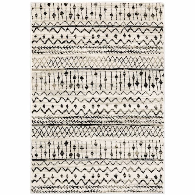 Georgia 8826E Ivory/ Black Indoor Area Rug - 3'10" x 5'5"