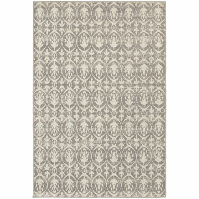 Hampton 194E5 Grey/ Ivory Indoor/Outdoor Area Rug - 6'7" x 9'6"