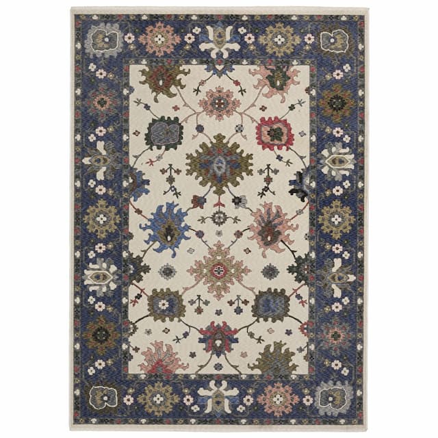 Hastings HA01E Blue/Ivory Indoor Area Rug - 2'3" x 7'6"