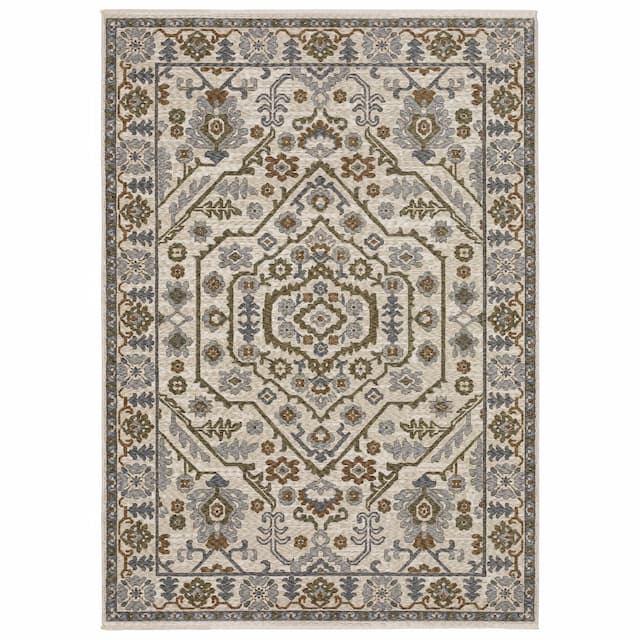 Hastings HA02I Ivory/ Rust Indoor Area Rug - 2'3" x 7'6"