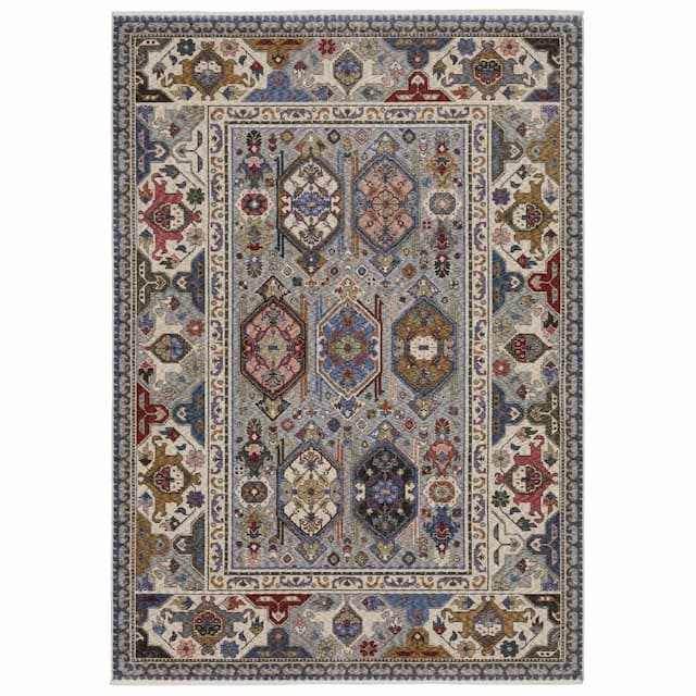 Hastings HA04E Blue/ Grey Indoor Area Rug - 3'10" x 5'5"