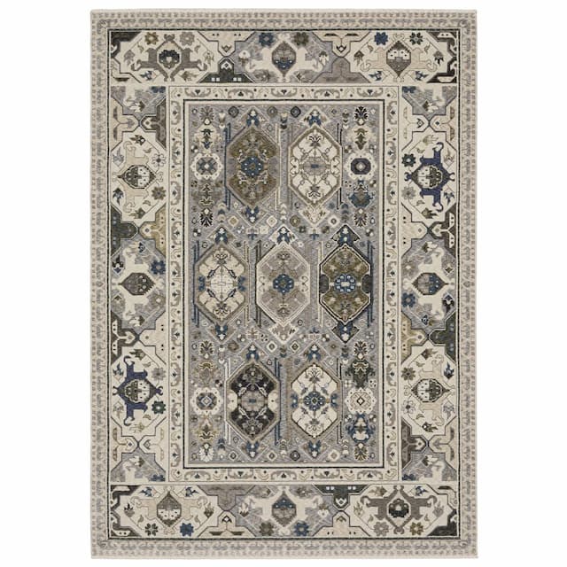 Hastings HA04U Ivory/ Blue Indoor Area Rug - 3'10" x 5'5"