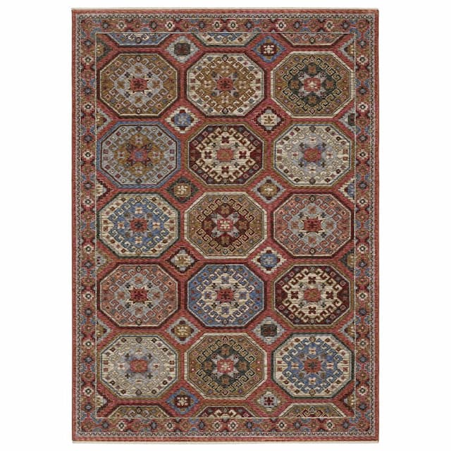 Hastings HA05R Pink/ Red Indoor Area Rug - 2'3" x 7'6"