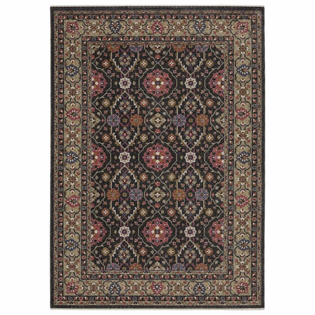 Hastings HA07D Charcoal/ Pink Indoor Area Rug - 2'3" x 7'6"