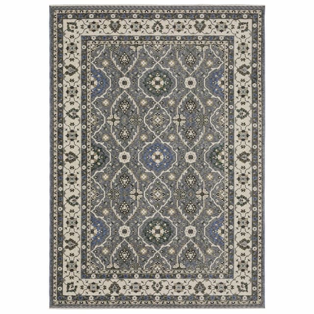 Hastings HA07H Blue/ Grey Indoor Area Rug - 2'3" x 7'6"