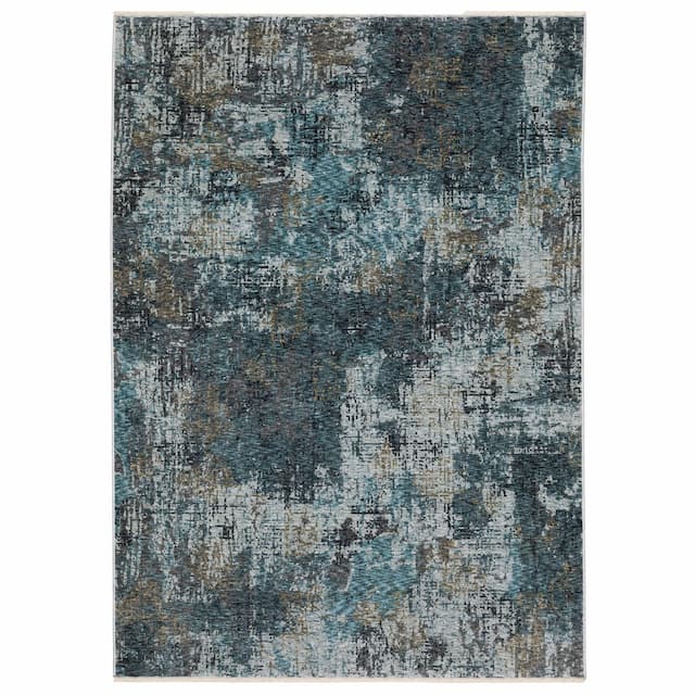 Hayden HAY03 Blue/ Grey Indoor Area Rug - 2'3" x 7'6"