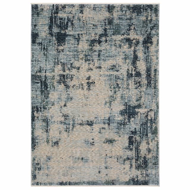 Hayden HAY04 Beige/ Blue Indoor Area Rug - 2'3" x 7'6"