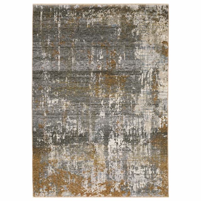 Hayden HAY06 Grey/ Gold Indoor Area Rug - 2'3" x 7'6"