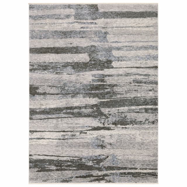 Hayden HAY07 Grey/ Ivory Indoor Area Rug - 3'3" x 5'