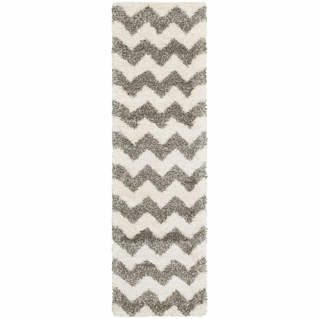 Henderson 625W9 Grey/ Ivory Indoor Area Rug - 2'3" x 7'6"