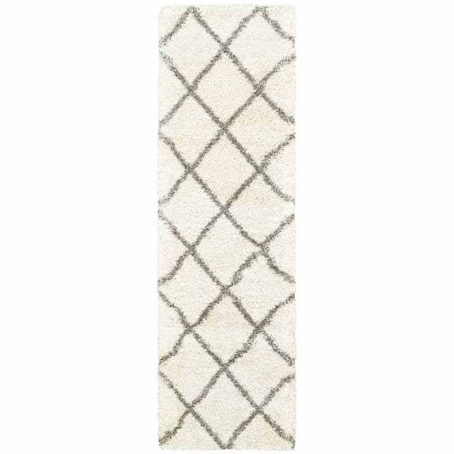 Henderson 090W9 Ivory/ Grey Indoor Area Rug - 2'3" x 7'6"