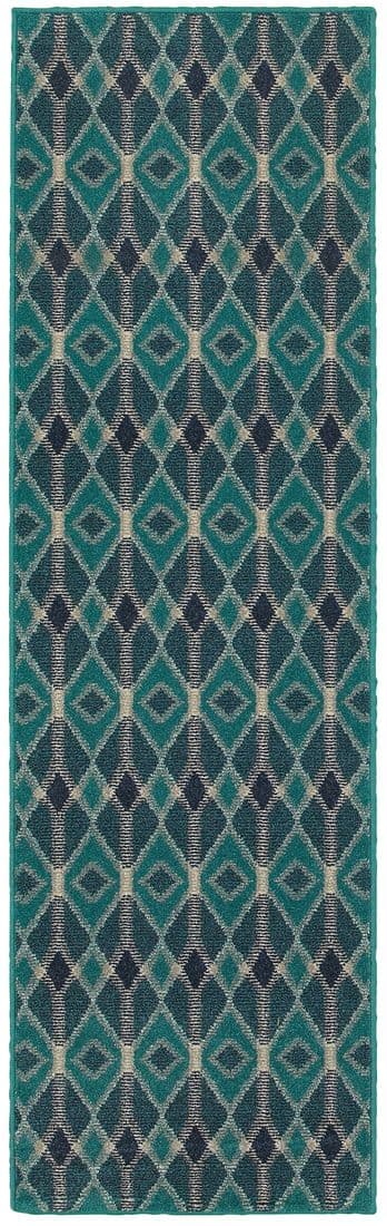 Highlands 6627B Blue/ Teal Indoor Area Rug - 2'3" x 7'6"