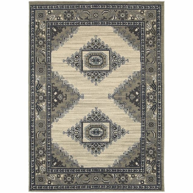 Highlands 6658B Beige/ Grey Indoor Area Rug - 3'10" x 5'5"