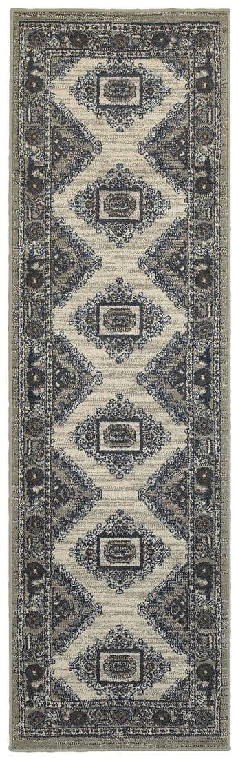 Highlands 6658B Beige/ Grey Indoor Area Rug - 2'3" x 7'6"