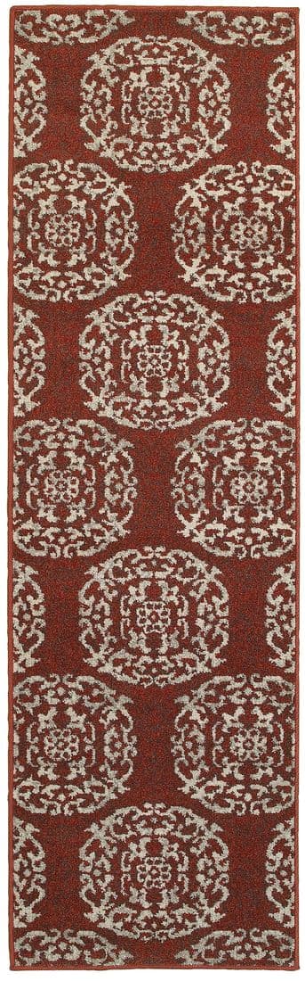 Highlands 6672B Red/ Beige Indoor Area Rug - 2'3" x 7'6"