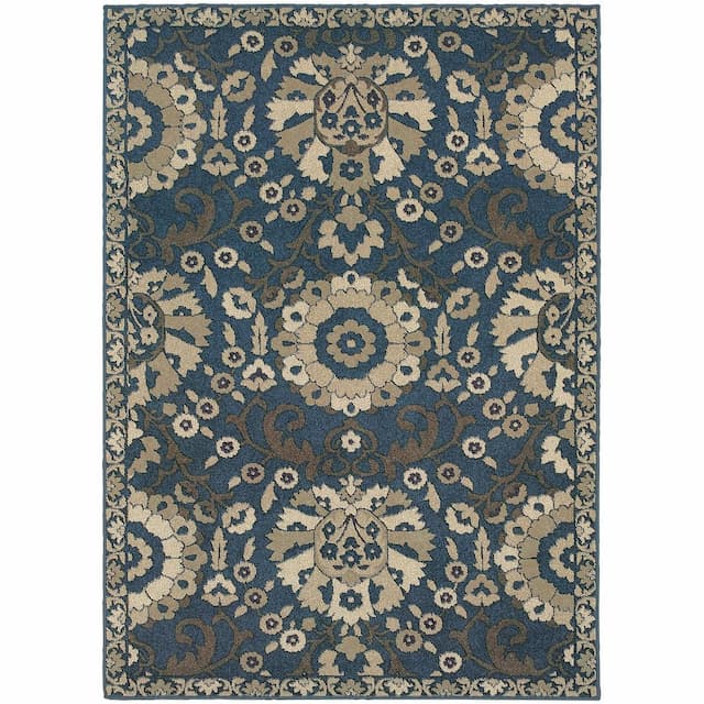 Highlands 6682A Midnight/ Beige Indoor Area Rug - 6'7" x 9'6"