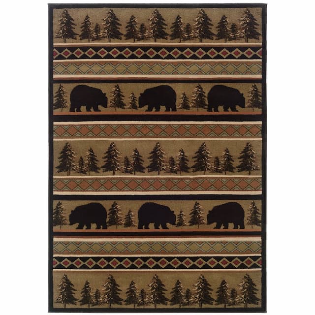 Hudson 1066A Black/ Beige Indoor Area Rug - 10' x 13'