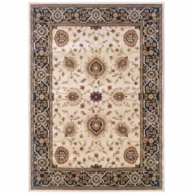 Hudson 1338C Beige/ Black Indoor Area Rug - 10' x 13'