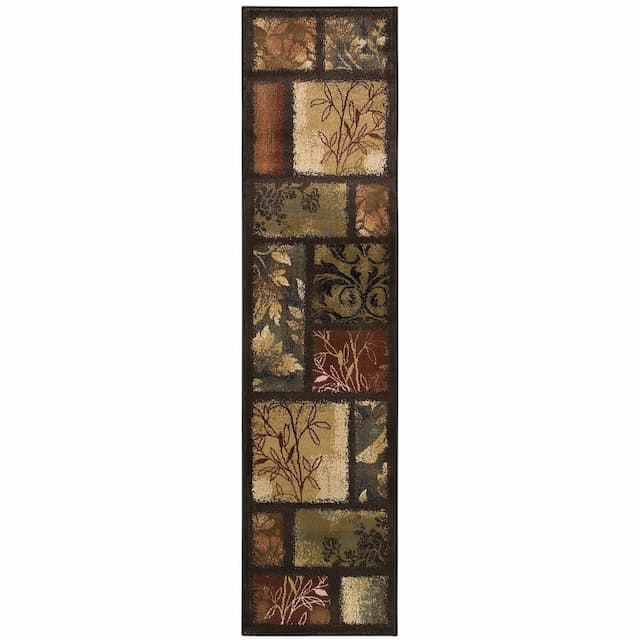 Hudson 1699G Brown/ Blue Indoor Area Rug - 1'10" x 7'6"